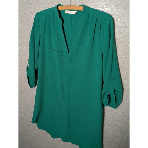 Lush Women's Small Novak Split Neck Three Quarter Sleeve Dress Popover Green - Picture 3 of 10